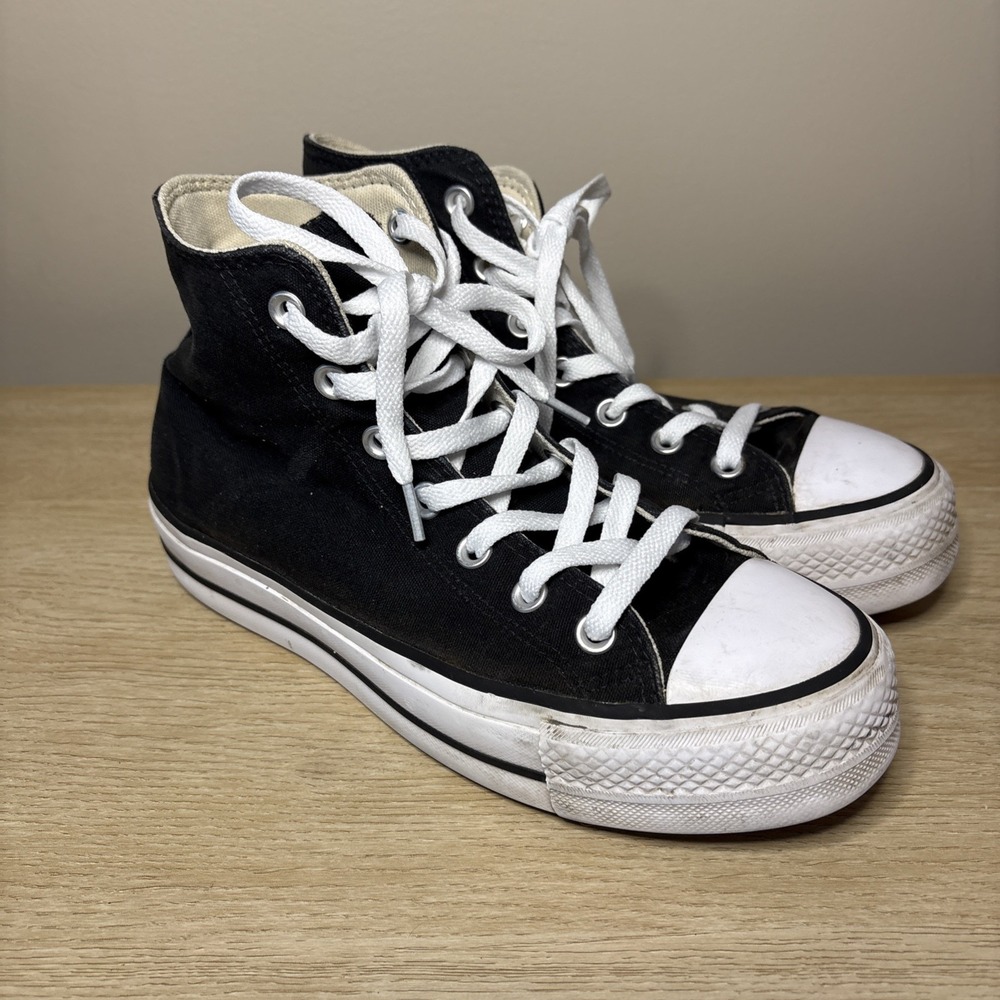 CONVERSE Chuck Taylor ALL STAR Lift High BLACK‎ Canvas PLATFORM SNEAKERS Sz 7.5